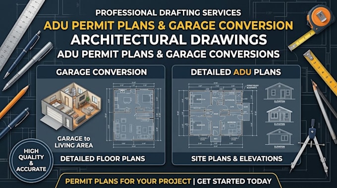 draft adu permit plans and garage conversion architectural
