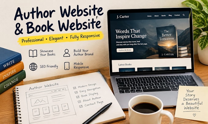 author website, wordpress, book website, writer website, author portfolio