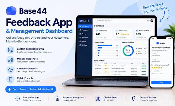 build a base44 feedback app management dashboard