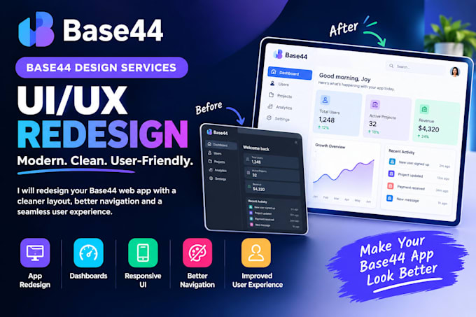 redesign your base44 web app UI UX and improve its user experience