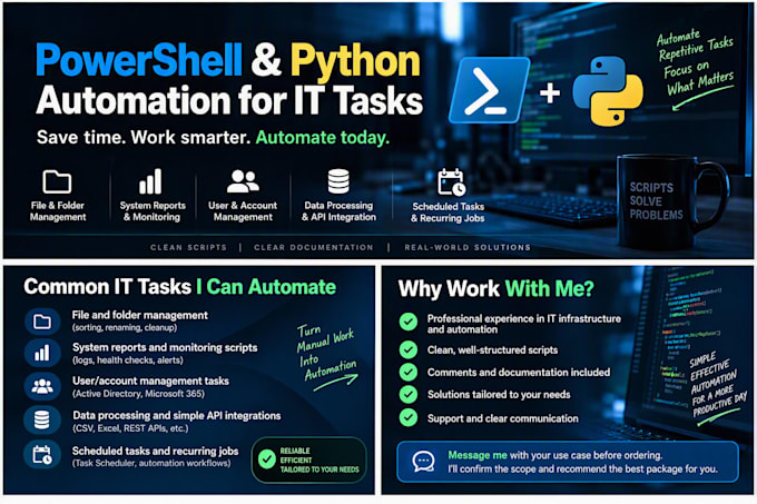 automate your IT tasks with powershell or python scripts