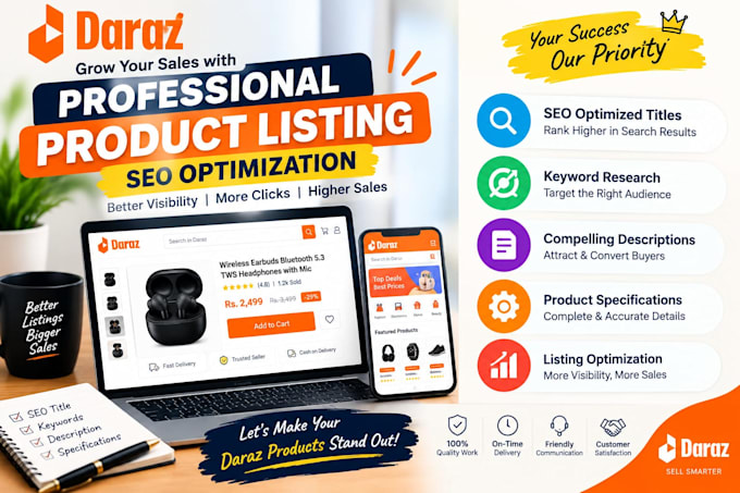 create professional daraz product listings with SEO optimization