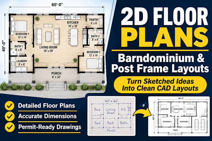 draw custom barndominium floor plans and post frame layouts