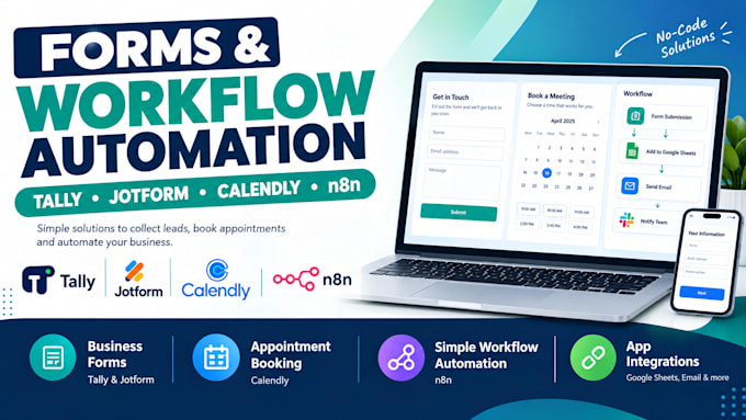 set up tally jotform calendly and n8n workflow automation