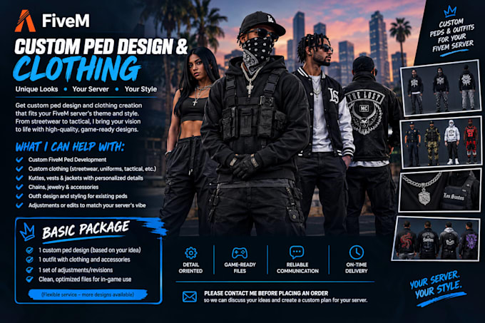 customized fivem peds clothing kuttes chains fivem custom peds