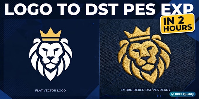do embroidery digitizing logo to dst pes exp in 2 hours