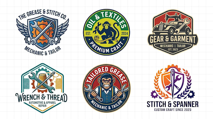 design a custom mechanic, grease monkey, and tailor logo