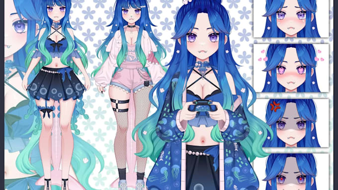 esign a custom 2d vtuber model and anime streaming avatar