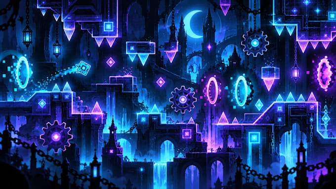 create a synced geometry dash layout and decorate it to feature quality