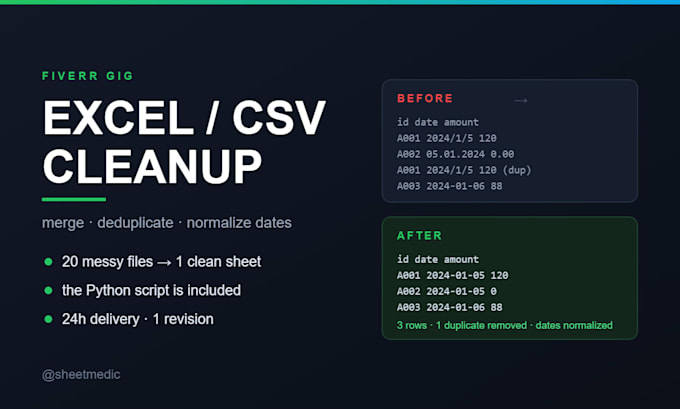 clean and merge your excel or CSV files