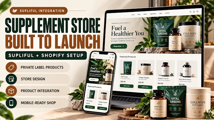 design a supliful shopify supplement store supliful website