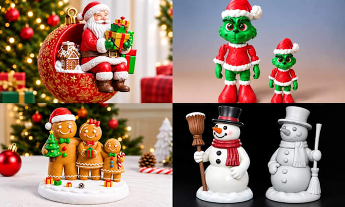 sculpt 3d printable christmas figurines and custom character models