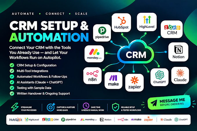 zoho crm integration n8n make notion clickup slack