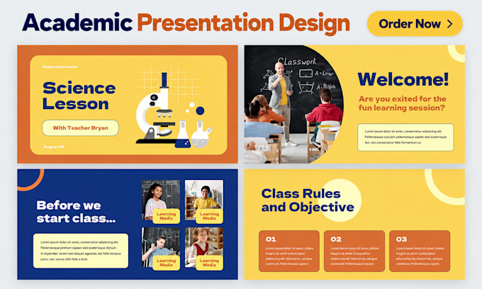 design animated, engaging academic powerpoint slides for lectures presentations