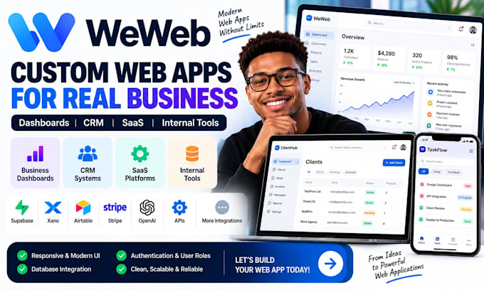build a weweb CRM, business dashboard or internal tool