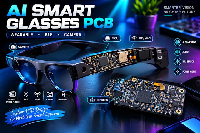 design ai smart glasses pcb and wearable electronics imu sensor integration ble