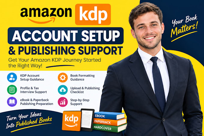 assist with amazon KDP account setup for kindle publishing