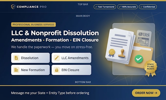 dissolve llc or nonprofit dissolution llc ammendment, formation and close ein