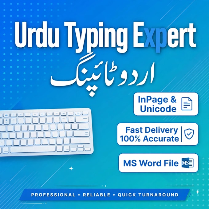 do fast urdu typing, inpage typing and english to urdu translation