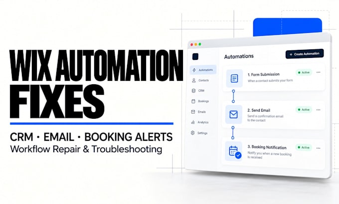 fix wix CRM workflows, booking notifications and email automations