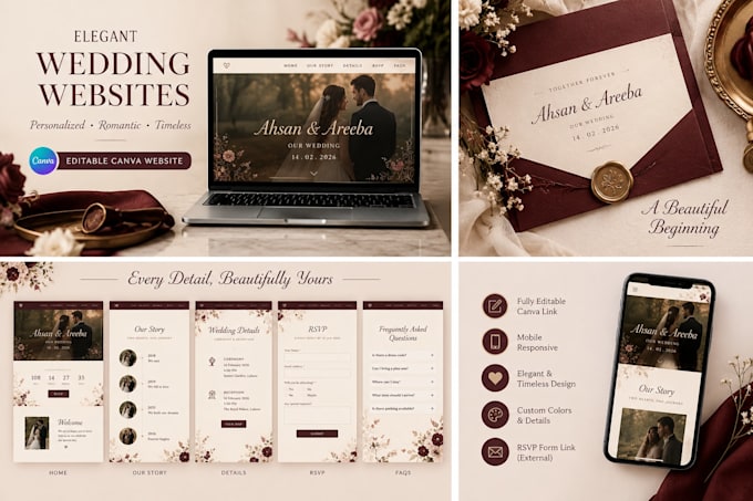 design an elegant canva wedding website