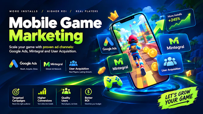 run google ads and mintegral ads roas and install campaigns for mobile games