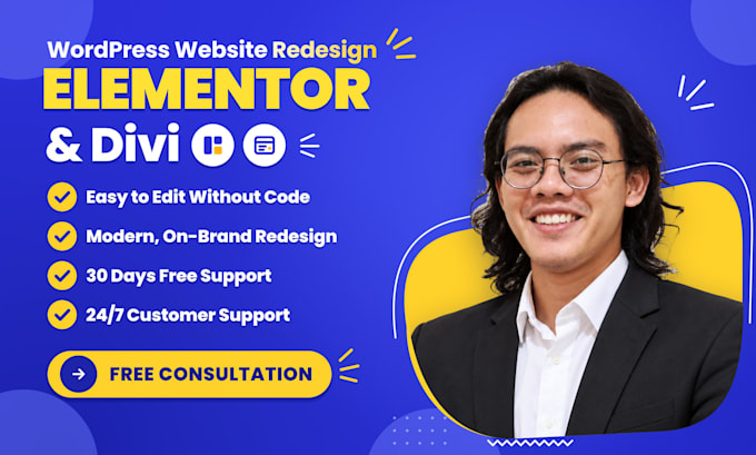design wordpress elementor, redesign elementor, redesign divi