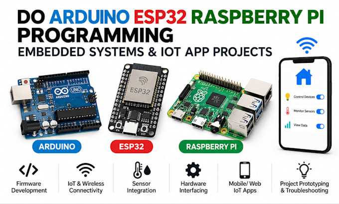 do arduino esp32 raspberry pi programming embedded systems and iot app projects