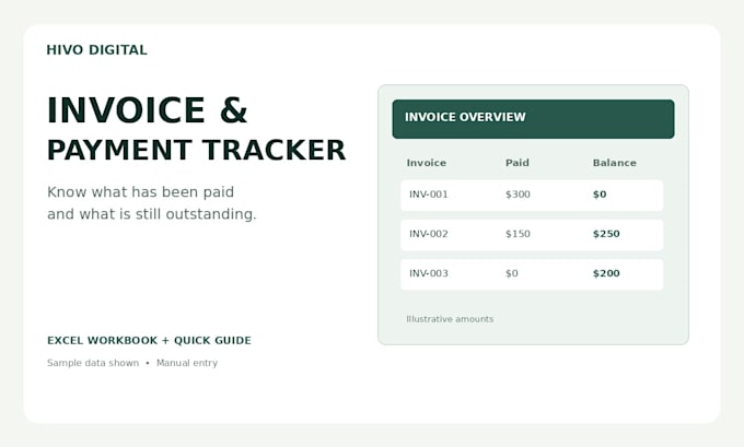 create an excel invoice and payment tracker for freelancers