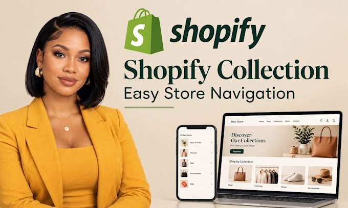 design shopify store, set up shopify collections, do easy product navigation