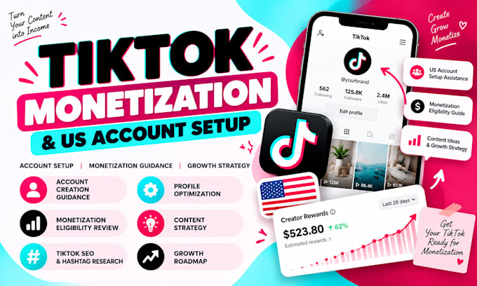 help with tiktok monetization eligibility and US account setup