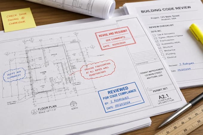 organize permit corrections, plan check notes and revision documents