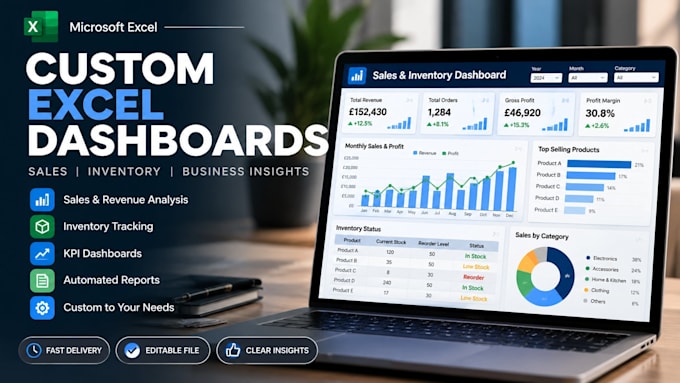 create custom excel sales and inventory dashboards