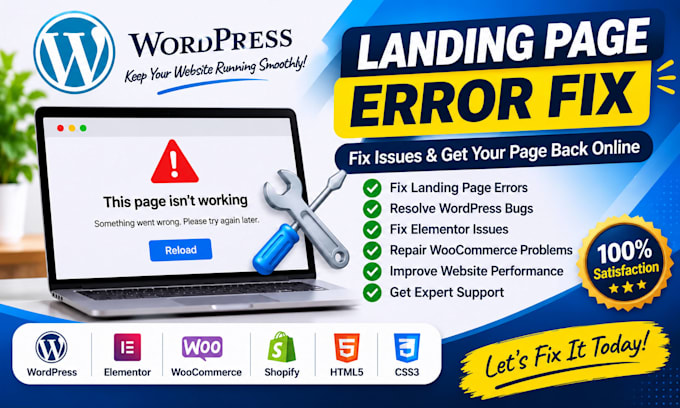 fix landing page error wordpress bug fix wordpress issues fix wordpress error