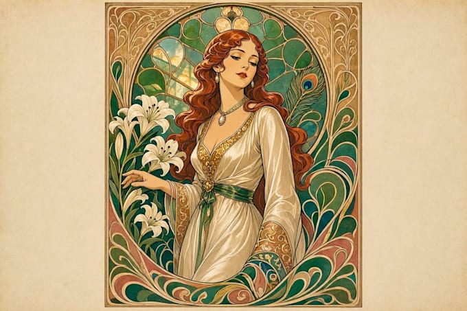 create custom art nouveau illustrations with elegant details