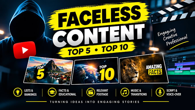 create engaging faceless top 5 and top 10 countdown content