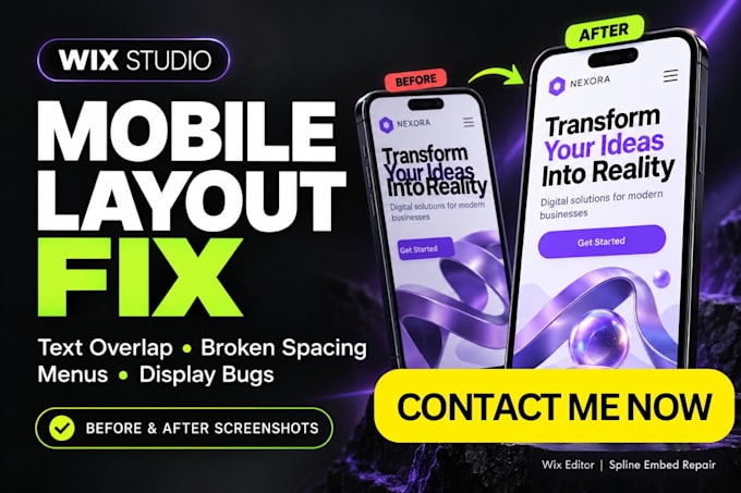 fix wix mobile responsive design wix layout fix wix studio spline 3d animation