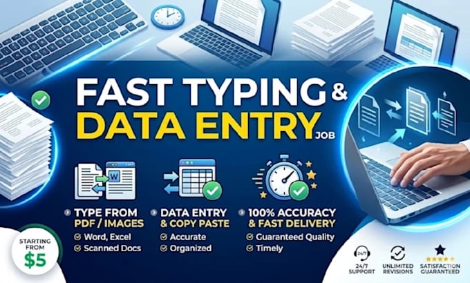 do accurate typing, data entry and copy paste work
