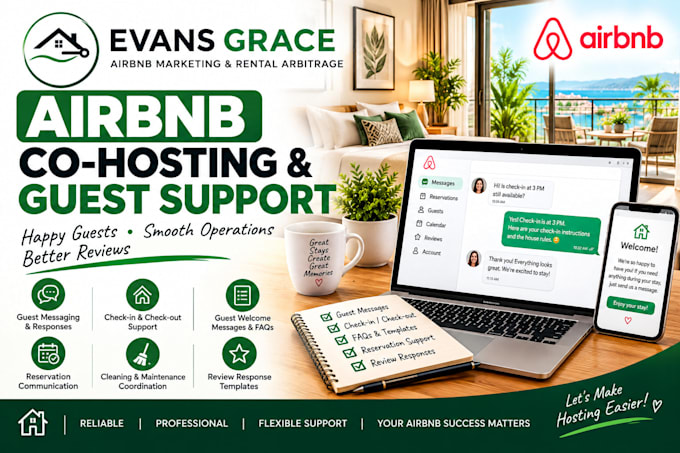 provide airbnb guest communication and virtual cohosting support