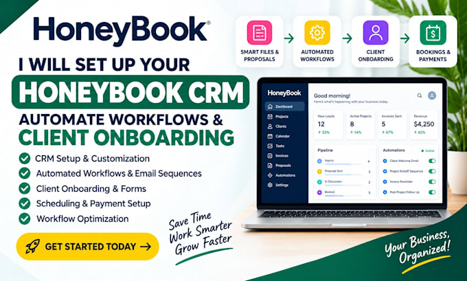 set up honeybook CRM and automate workflows