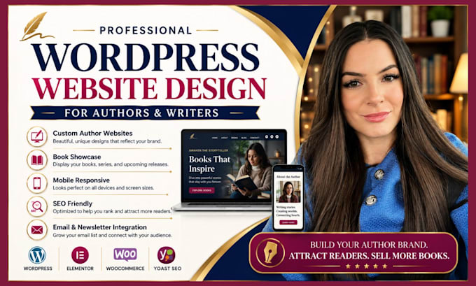 develop a wordpress website for book authors, writer website, author website