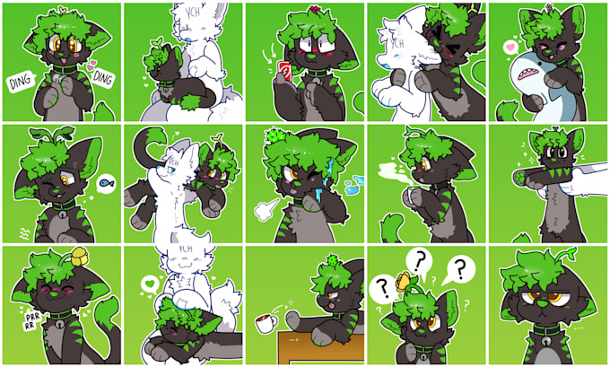 create expressive furry stickers, emotes, sticker pack for telegram, discord