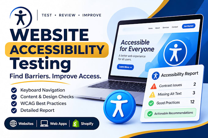 test website, web app and shopify accessibility with a wcag report