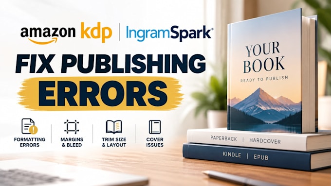 fix amazon KDP, ingramspark formatting errors, margins, bleed and cover issues