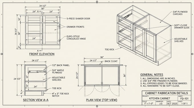 create cabinet fabrication drawings for manufacturers