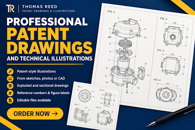 create professional patent drawings and technical illustrations