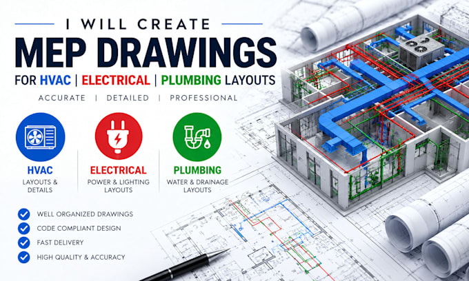 create mep drawings for hvac electrical and plumbing layouts