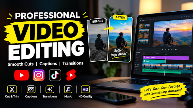 edit videos with smooth cuts, captions and transitions