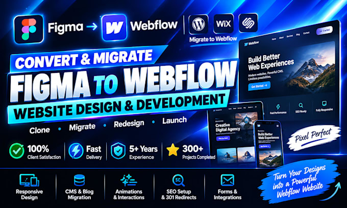 convert figma to webflow clone website migrate wordpress wix to webflow