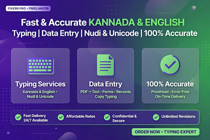 do fast and accurate kannada and english typing and data entry